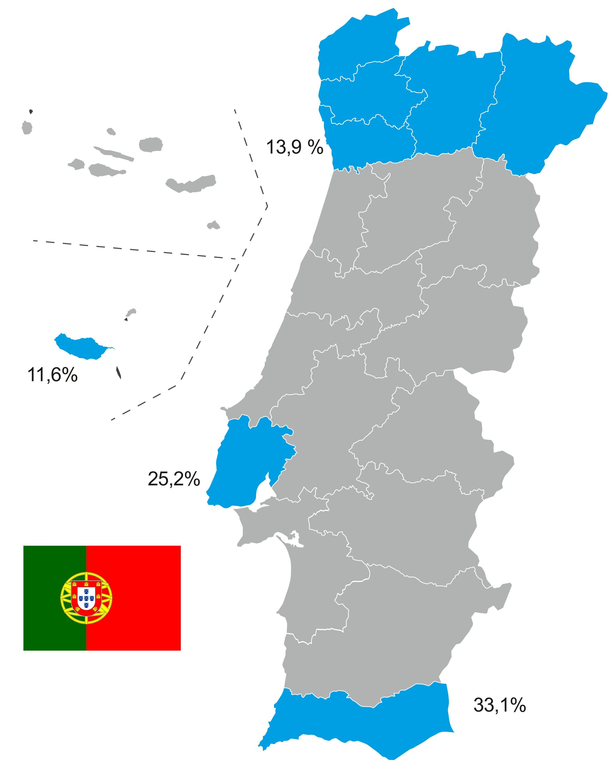 Mapa do Turismo em Portugal 2017